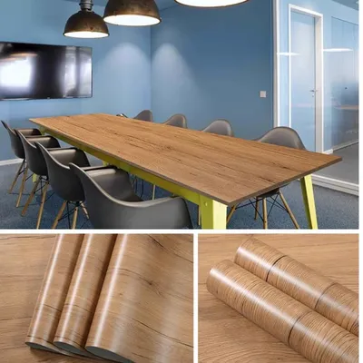 Wasserdichte Holz-Vinyl-Tapete, selbstklebende Tapete, Türen, Schrank, Schreibtisch, moderne Möbel, Image