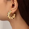Trend ige Kreis Drehungen Ohrring für Frauen einfaches Temperament Übertreibung Gold Farbe Ohr