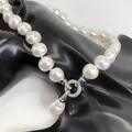 Luxus Stil kultiviert 12-15m weiße Kartoffel Süßwasser Perlenkette cz Pflaster Muschel Perle