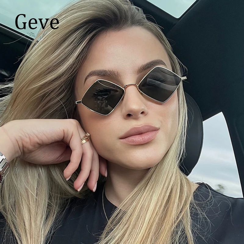 Polygon Kleine Quadrat Sonnenbrille Für Frauen Vintage Trendy Metall Marke Goggle Sonnenbrille Damen Image