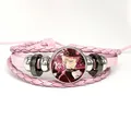 Ensemble Sterne rosa Leder Armbänder virtuelle Idol Laser Cullet Glas Kuppel Leder Armband Armreif