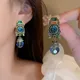 Aensoa mittelalter lichen Vintage Palast Strass blau Kristall runde Ohrhörer Clip Ohrringe für