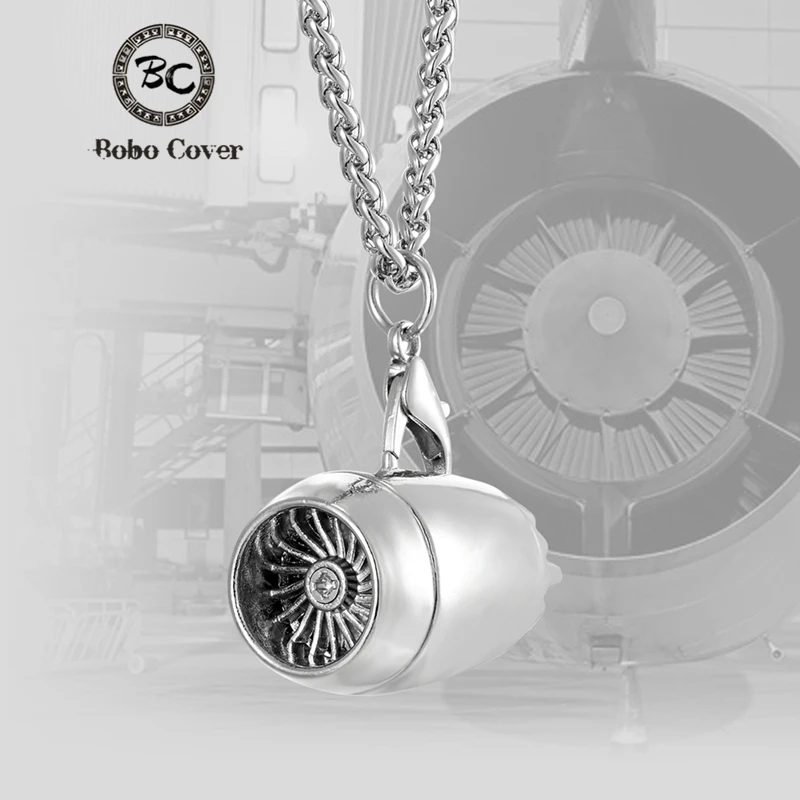 Flugzeugmotor Anhänger Halsketten Männer Frauen Flugzeug Turbine Brelok Tasche Anhänger Schlüsselanhänger Edelstahl Kette Modeschmuck Image