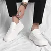 Echt leder Business Oxford Schuhe Herren atmungsaktive Gummi formelle Kleid Schuhe männlich Büro weiche Sohle weiß dicke Sohlen Slipper