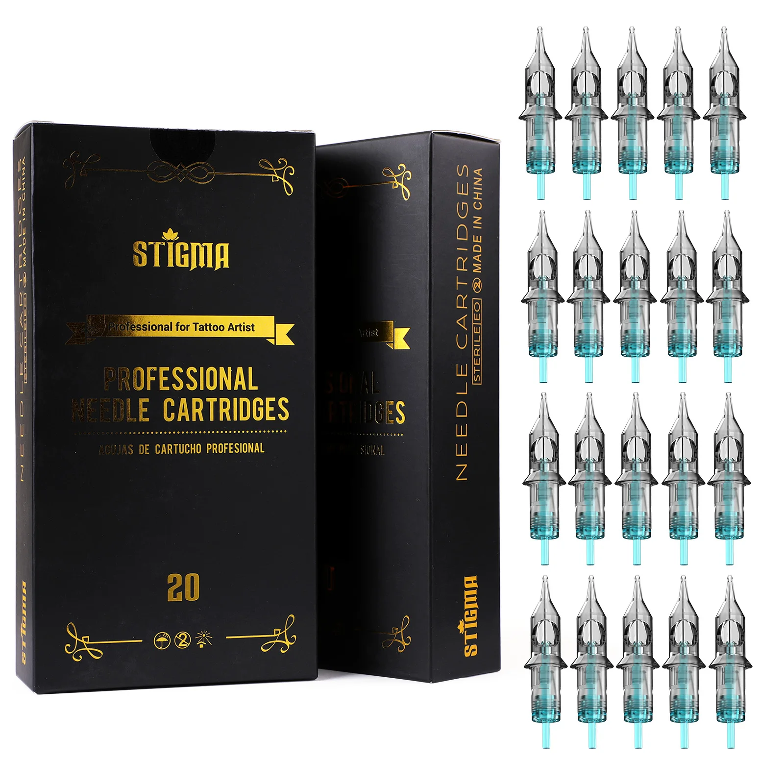 Stigma 20 Stück Einweg-Tattoo-Patronennadeln RL/RS/RM 0,3 mm 0,35 mm Professionelle sterilisierte Sicherheit für Tattoo-Maschinenversorgung Image