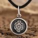 Blooming Girl,'Oxidized Round Floral Sterling Silver Pendant Necklace'