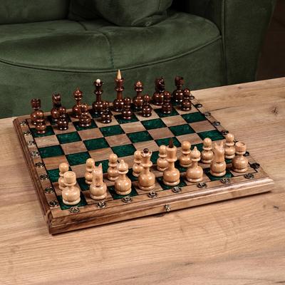 Double the Enjoyment,'Handcrafted Wood and Resin Chess & Backgammon Board Game Set'