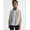 Reiss Boys Cotton Blend Quilted Jacket (3-14 Yrs) - 3-4 Y - Stone, Stone,Dark Blue