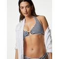 M&S Womens Printed Halterneck Bikini Top - 16 - Navy Mix, Navy Mix