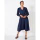 Crew Clothing Womens Jacquard V-Neck Midi Tea Dress - 10 - Navy, Navy