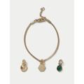 M&S Womens 14ct Gold Plated Semi Precious Interchangable Bracelet Set, Gold