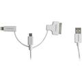 Haehnel Fototechnik USB charging cable USB-A plug, Apple Lightning plug, USB Micro-B plug, Apple 30-pin plug 1.50 m White 10006510