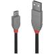 LINDY USB cable USB 2.0 USB-A plug, USB Micro-B plug 3.00 m Black, Grey 36734