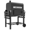 Outsunny Charcoal Grill BBQ Trolley with Adjustable Charcoal Height, Charcoal Stove for Pot, Garden Smoker Barbecue with Folding Shelves, Thermometer