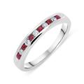 18ct White Gold Ruby Diamond Half Eternity Ring - L