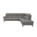 Contempo Right Hand Facing Chaise End NC Leather Power Recliner Sofa - Sleet