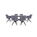 Marvel Black 160 cm Extending Dining Table and 6 Swivel Chairs - Silver