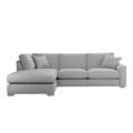 The Lounge Co. - Isobel Fabric Left Hand Facing Corner Sofa with Chaise End and Chrome Feet - Violet Gin