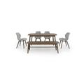 Stockholm Extending Dining Table with 4 Upholstered Chairs and a Bench - Dark Oak