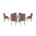 Dolce Small Dining Table and 6 Button Back Chairs - Blush
