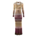Missoni, Dresses, female, Multicolor, S, Striped Maxi Dress with Long Sleeves
