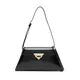 Prada, Bags, female, Black, ONE Size, Black Leather Shoulder Bag with Enamel Triangle Logo