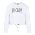 Dkny, Kids, unisex, White, 4 Y, White Cropped Sweatshirt with Silver Logo