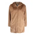 Love Moschino, Jackets, female, Beige, S, Beige Faux Fur Hooded Coat