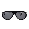 Tom Ford, Accessories, unisex, Black, 57 MM, Classic Pilot Sunglasses with Black Frame and Smoke Grey Lenses