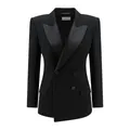 Saint Laurent, Jackets, female, Black, L, Black Double-Breasted Wool Blazer
