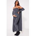 Maternity Dark Grey Towel Texture Over The Bump Jumpsuit