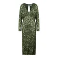 P.a.r.o.s.h., Dresses, female, Green, M, Sequin Long Dress - Slim Fit, V-Neck, Long Sleeves