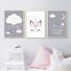 Set of 3 Paintings for Children's Room Girl Pink Baby Posters Set Rabbit My Princess Love Poster Birthday Gifts Unframed S(20X30CM) No Frame A