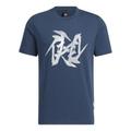 Men's adidas WJ T GFX Martial Arts Series Word Printing Round Neck Short Sleeve Navy Blue T-Shirt