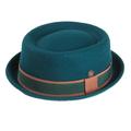 Men's Green / Blue Leo Hemlock Teal Green Felt Skimpy Brim Short Brim Rude Boy Mod Style Porkpie Hat 61Cm Dasmarca Hats