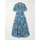 Diane von Furstenberg - Queena Tiered Floral-print Cotton-blend Midi Shirt Dress - Blue