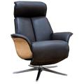 G Plan Ergoform Oslo Power Recliner Chair With Show Wood Panel - Leather Grade L - Light Wood - Black, Star