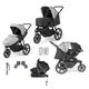 Ickle Bubba Venus Prime Jogger 3 Wheel Stroller I-Size Travel System with Isofix Base - Space Grey