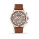 Police Kismet Ss Multi Dial Brown Leather Strap Watch