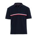 Tommy Hilfiger Boys Jaquard Global Stripes Short Sleeve Polo - Desert Sky, Navy, Size 8 Years