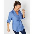 M&Co Tab Sleeve Detail Blouse - Blue, Blue, Size 14, Women