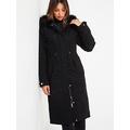 V by Very Faux Fur Trim Parka Trench, Black, Size 16, Women