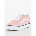 Vans Kids Girls Old Skool Trainer - Pink/White, Pink/White, Size 12 Younger