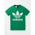 Boys, adidas Originals Junior Trefoil Tee - Green, Green, Size 13-14 Years