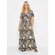 Yours Curve Leaf Print Wrap Maxi Dress, Green, Size 30-32, Women