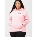 Ellesse Womens Plus Size Torices Overhead Hoody - Light Pink, Pink, Size 18, Women