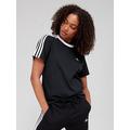 adidas Sportswear Essentials 3 Stripes Boyfriend Tee - Black/White, Black/White, Size Xs, Women