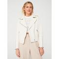 HUGO RED Lujana Leather Jacket - Off White, White, Size M, Women