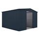 Globel 10x10ft Apex Metal Garden Shed - Grey with Steel Foundation Kit for 10X10 Apex Shed