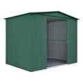 Globel 8x6ft Apex Metal Garden Shed - Green with Steel Foundation Kit for 8X6 Apex Shed